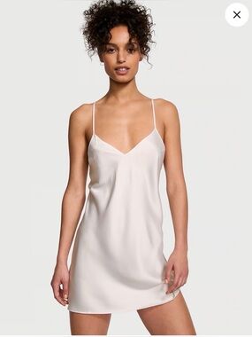 Victoria's Secret Cream Satin Slip Chemise with Spaghetti Straps. Size M